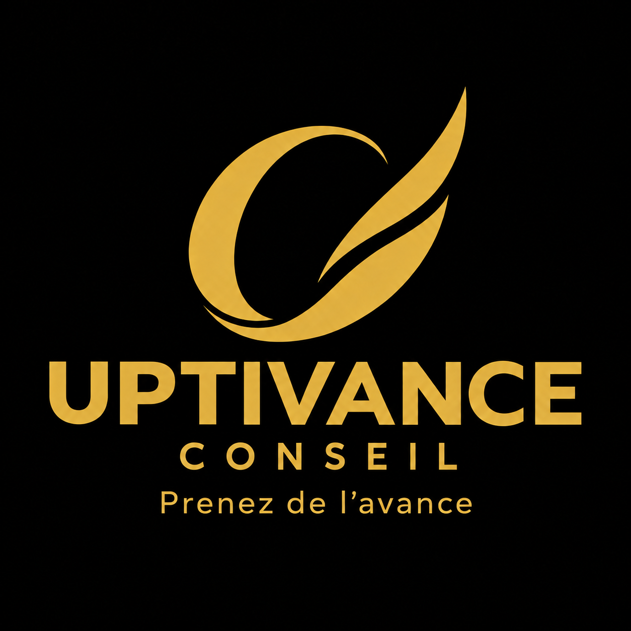 Uptivance Conseil, emblème doré sur fond noir
